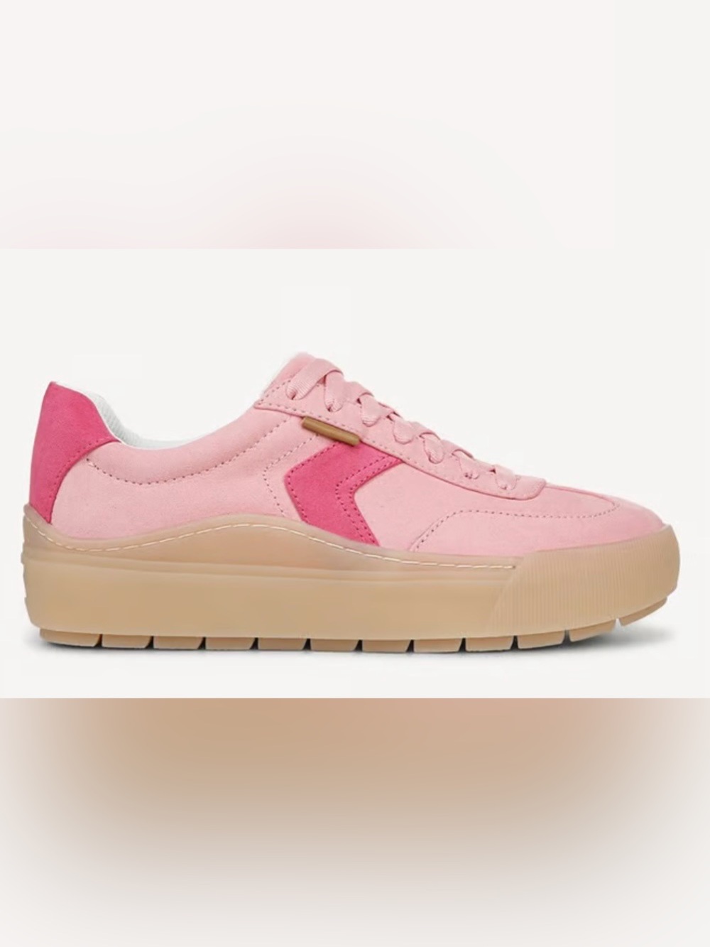 Dr. Scholl's Pink Suede  Women’s time off Platform Sneakers with Hot Pink Accent - Picture 2 of 9